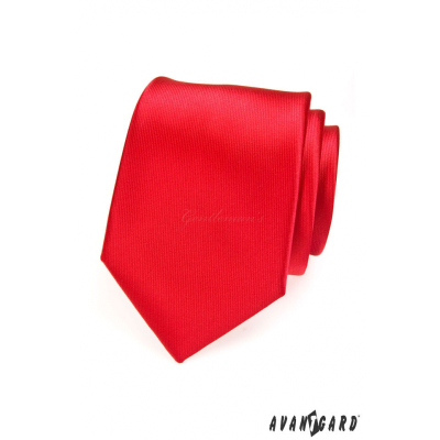 Pánska kravata červená s jemnými prúžkami