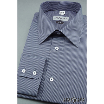 Pánska košeľa SLIM modrá biela prúžkovaná - výpredaj