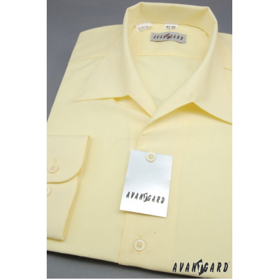 Pánska košeľa s rozhalenkou, dlhý rukáv - Svetlo žltá