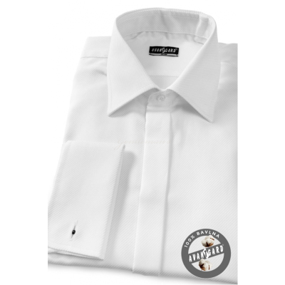 Pánska košeľa SLIM - krytá léga, manžetové gombíky - Biela