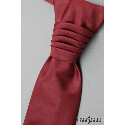 Hladká francúzska kravata s vreckovkou bordó