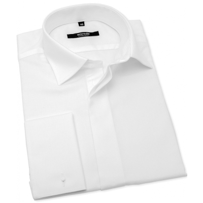 Biela svadobná košeľa na manžetové gombíky ANREDE