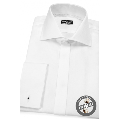 Pánska košeľa SLIM krytá léga, biela 100% bavlna
