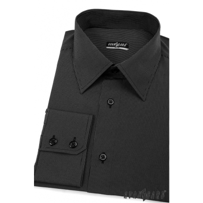 Košeľa SLIM čierna s jemným prúžkom