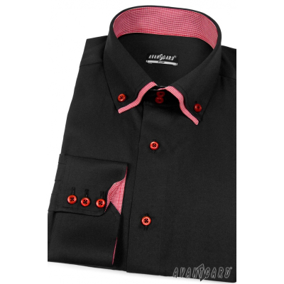 Pánska košeľa SLIM čierna s červenou vnútri