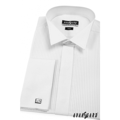 Fraková košeľa SLIM MG biela plisovaná