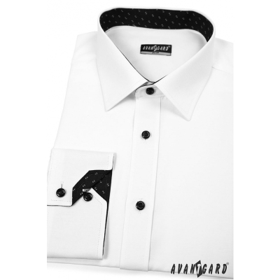 Preštíhlená pánská košeľa SLIM bielo-čierna kombinácia