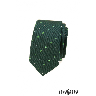 Zelená vzorovaná slim kravata