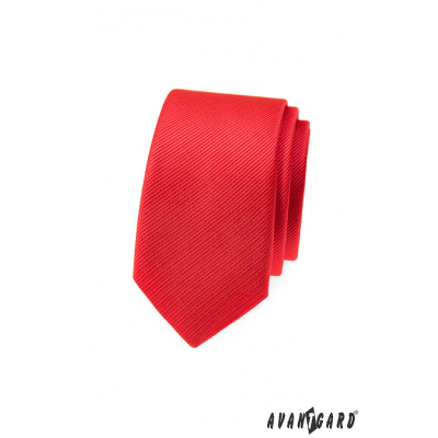 Červená štruktúrovaná slim kravata Avantgard