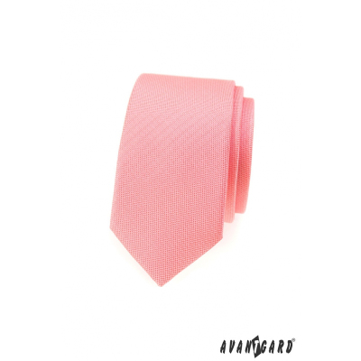 Štruktúrovaná slim kravata v lososovej farbe