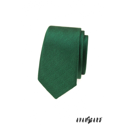 Zelená slim kravata so štruktúrou povrchu