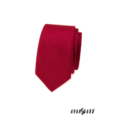 Červená slim kravata so štruktúrou povrchu
