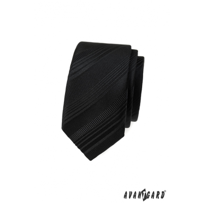 Čierna slim kravata s rôznymi pruhmi
