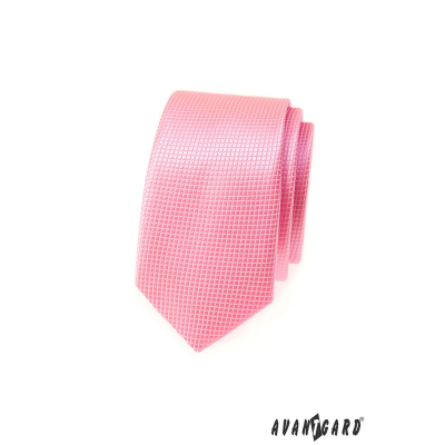 Úzka kravata Avantgard ružová kocka