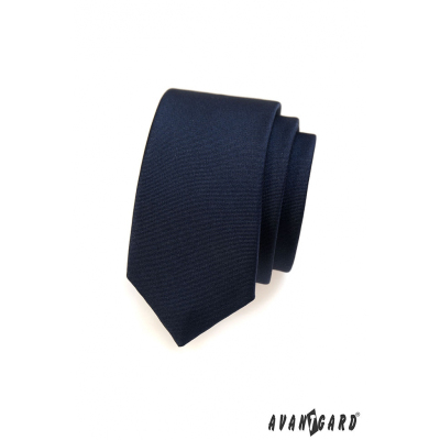Hladká modrá úzka kravata SLIM