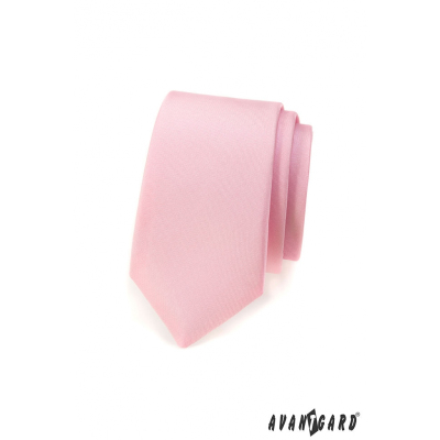 Matná kravata Slim ružovej farby