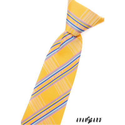 Chlapčenská kravata žltá s modrými prúžkami