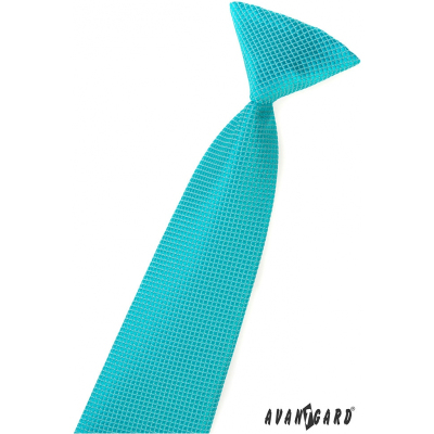 Chlapecká kravata tyrkysová štvorčeky