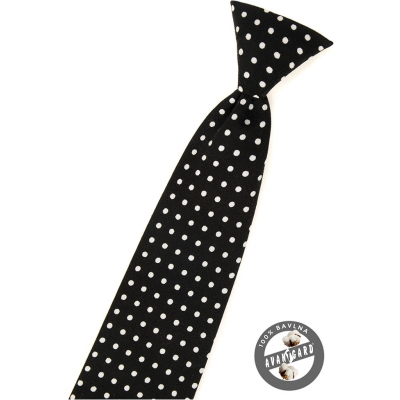 Chlapčenská kravata čierna s bielou bodkou