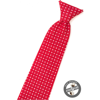Červená chlapčenská kravata s bielou bodkou