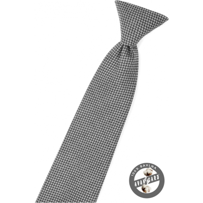 Čierna chlapčenská kravata s šedým vzorom