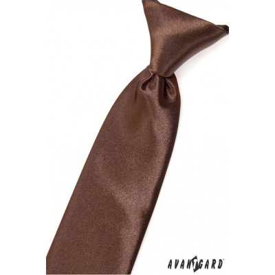 Chlapčenská kravata hnedá lesk