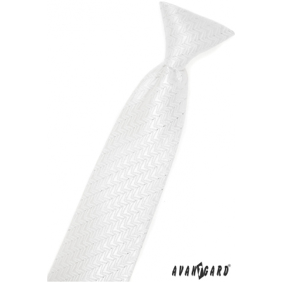 Biela chlapčenská kravata s lesklým vzorom