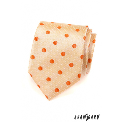 Pánska kravata - Lososová s oranžovou bodkou