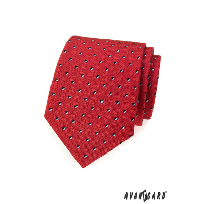 Pánska kravata červená s čiernobielymi štvorčekmi