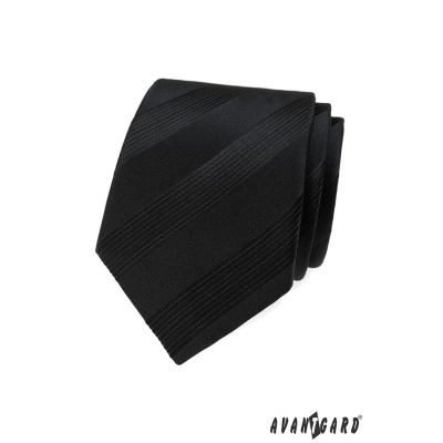 Čierna pánska kravata s pruhmi