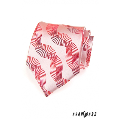 Pánska ružová kravata s vlnkami
