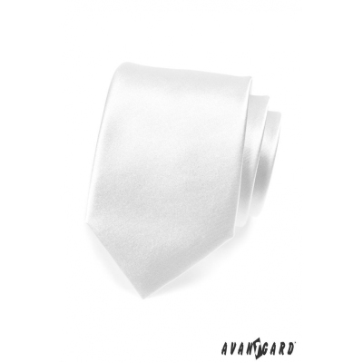 Jednoduchá hladká biela pánska kravata