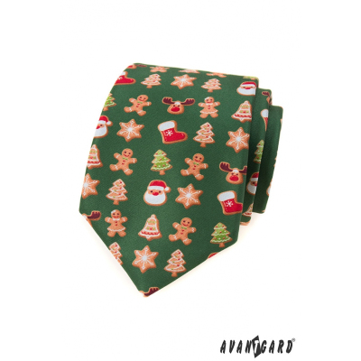 Zelená kravata s vianočným motívom