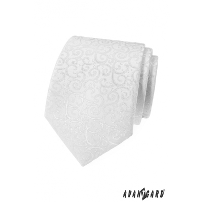 Pánska kravata biela s lesklým vzorom
