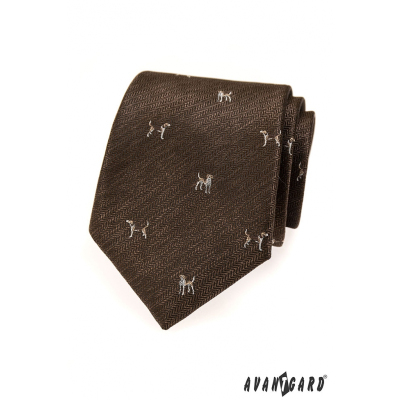 Hnedá kravata motív pes