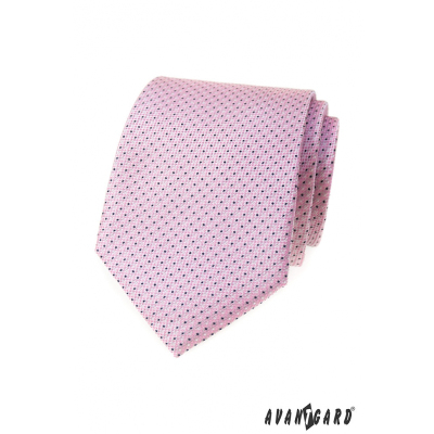 Ružová kravata s jemným modrým vzorom
