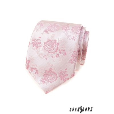 Ružová kravata s ružami