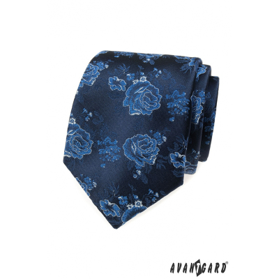 Modrá kravata s ružami