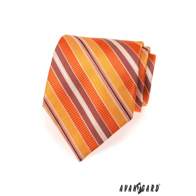 Pánska kravata s oranžovými prúžkami