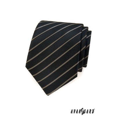 Čierna kravata s hnedým prúžkom