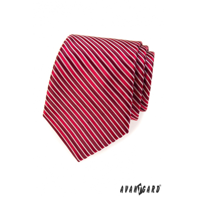 Červená kravata s bordó prúžkami