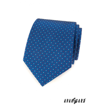 Modrá kravata červené a biele bodky