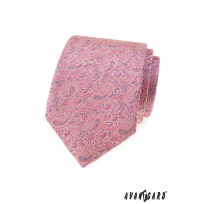 Ružovo-sivá kravata Paisley