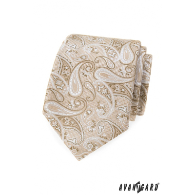 Béžová kravata s paisley vzorom