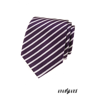 Fialová pánska kravata s prúžkami
