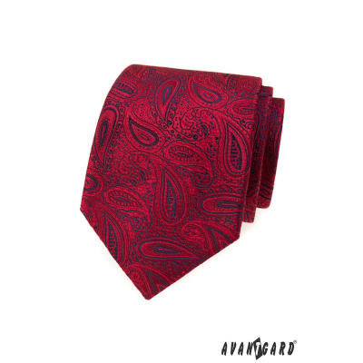 Červená kravata s paisley motívom