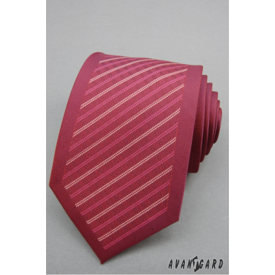 Pánska kravata bordó s pruhmi