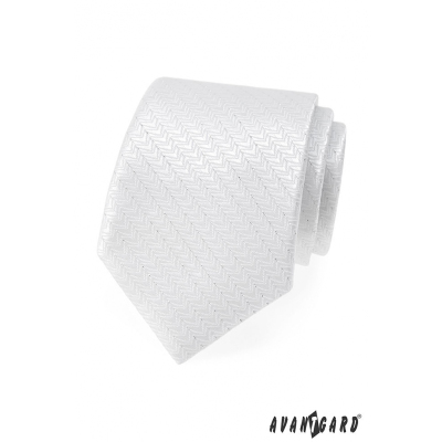 Slávnostna biela kravata so striebornou niťou