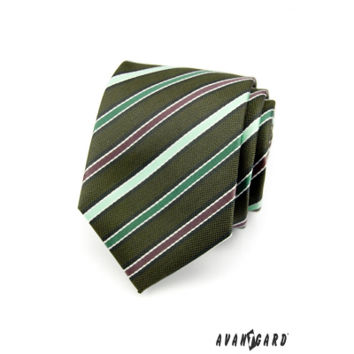 Pánska kravata LUX - Zelená prúžky