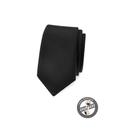 Čierna, matná kravata Avantgard slim